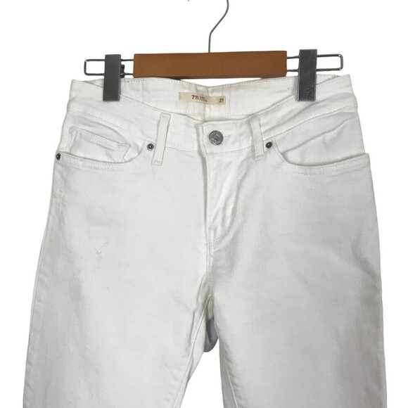 Levi's 711 Filiforme White 5 Pocket Slightly Distressed Size 27 - Picture 3 of 8